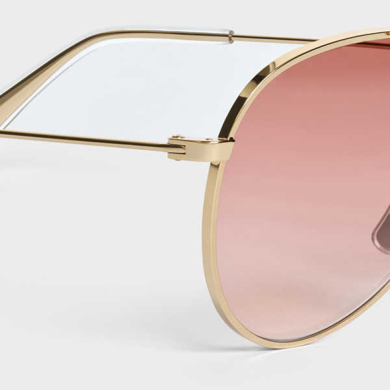 Gold/Gradient Pink Celine Metal Frame 02 in metal Sunglasses | CL-592411