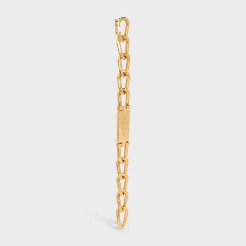 Gold Celine 16 Rue Vivienne Gourmette in Brass with Gold Finish Bracelets | CL-592212