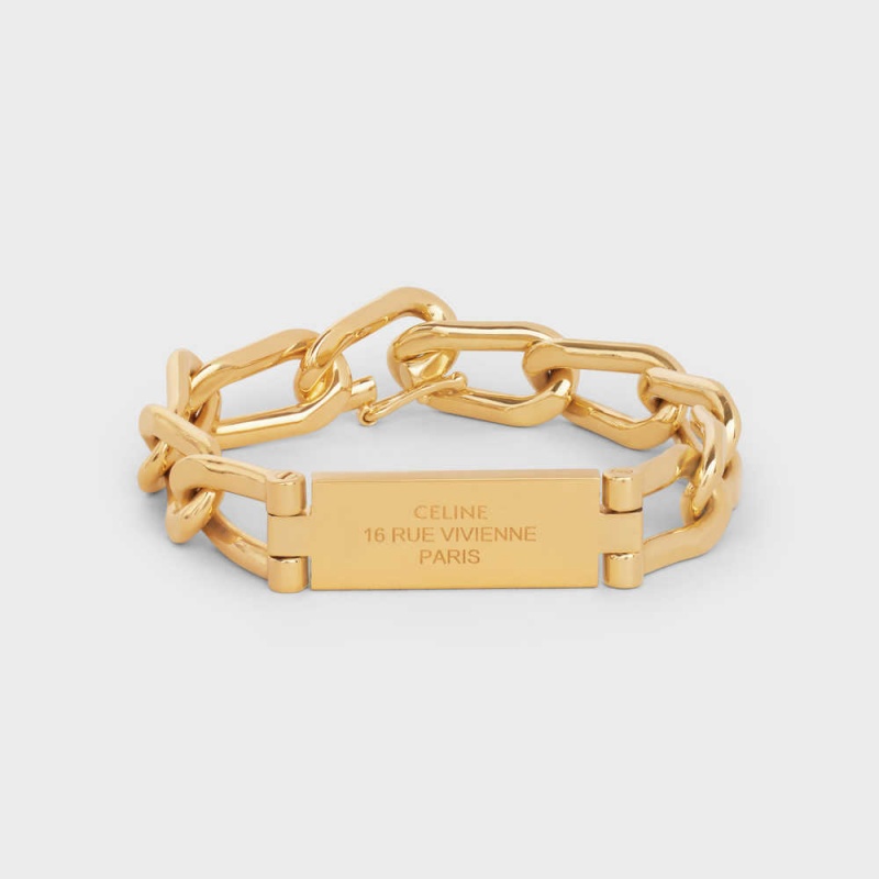 Gold Celine 16 Rue Vivienne Gourmette in Brass with Gold Finish Bracelets | CL-592212