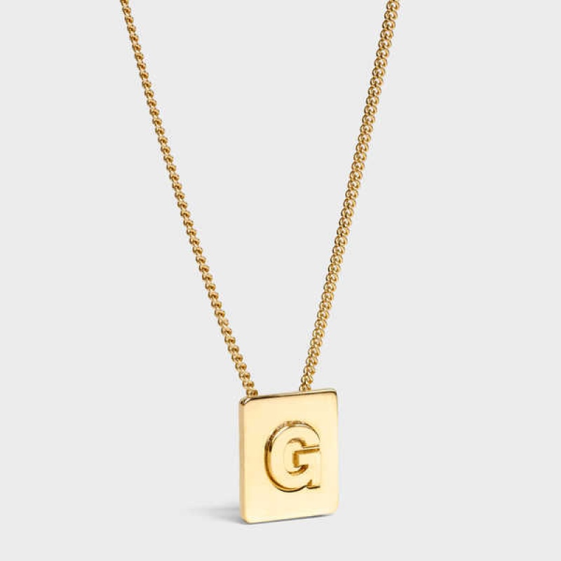 Gold Celine Alphabet G in Brass with Gold finish Necklaces | CL-592270