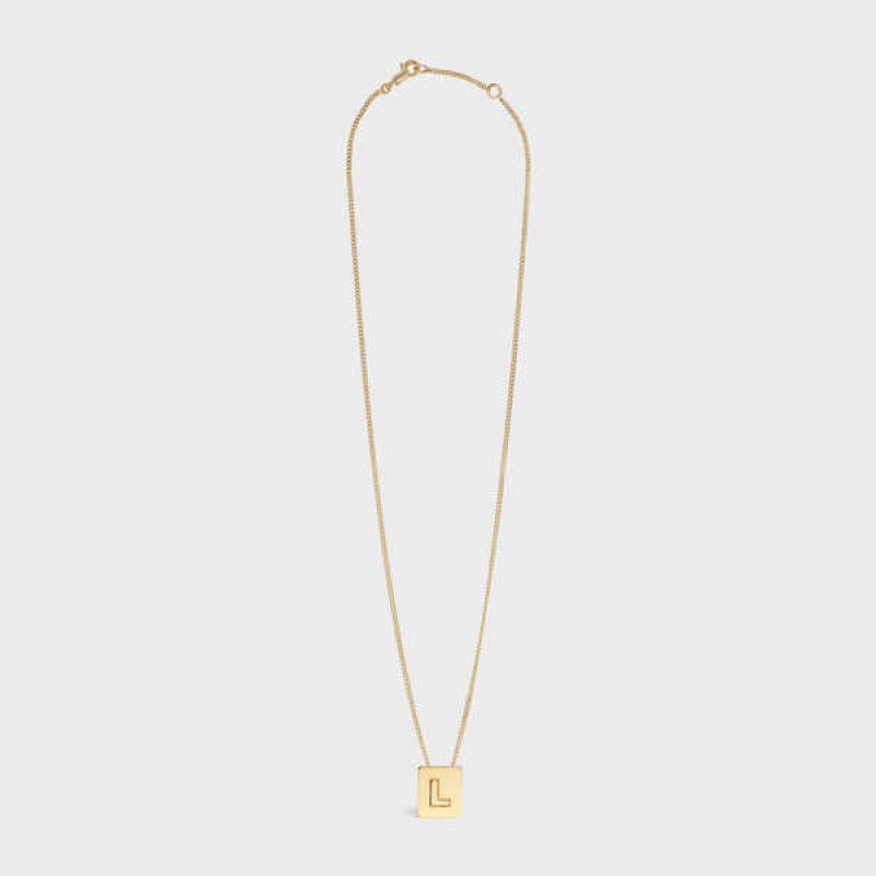 Gold Celine Alphabet L in Brass with Gold finish Necklaces | CL-592275