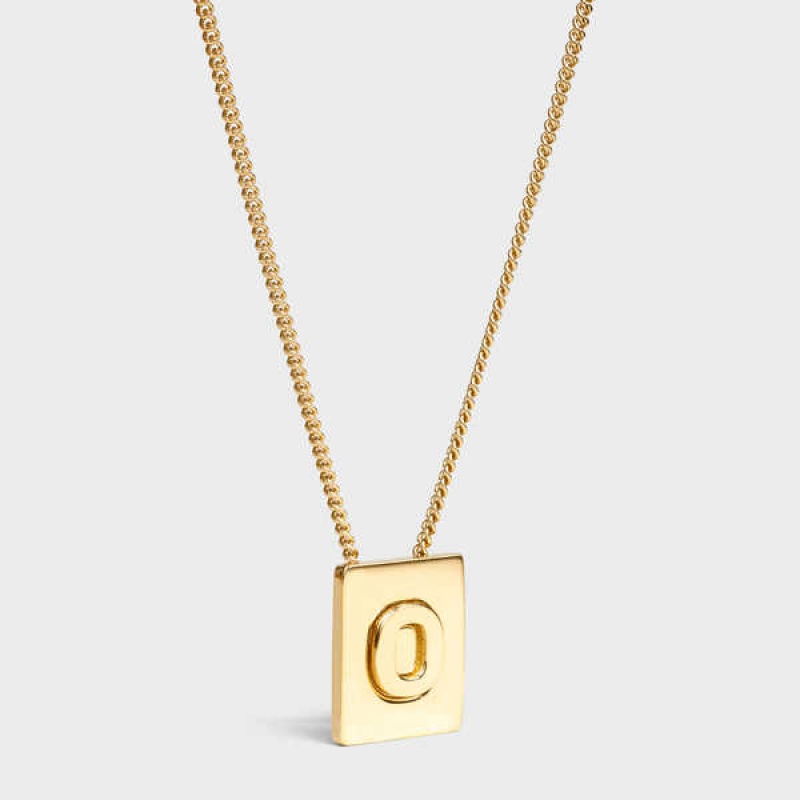 Gold Celine Alphabet O in Brass with Gold finish Necklaces | CL-592278