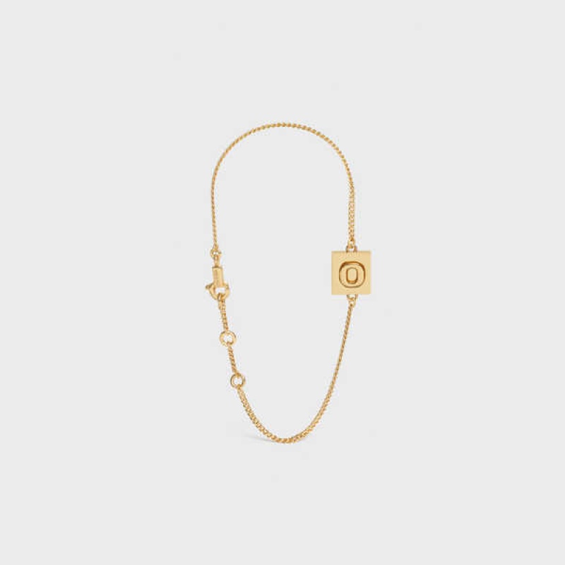 Gold Celine Alphabet O in Brass with Gold finish Bracelets | CL-592233