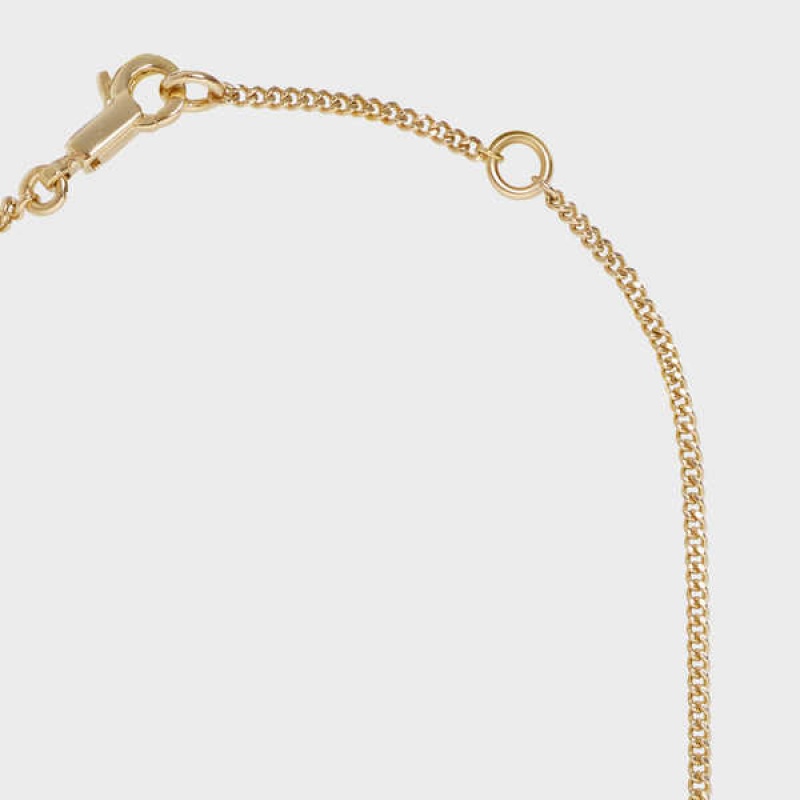 Gold Celine Alphabet Y in Brass with Gold finish Necklaces | CL-592288