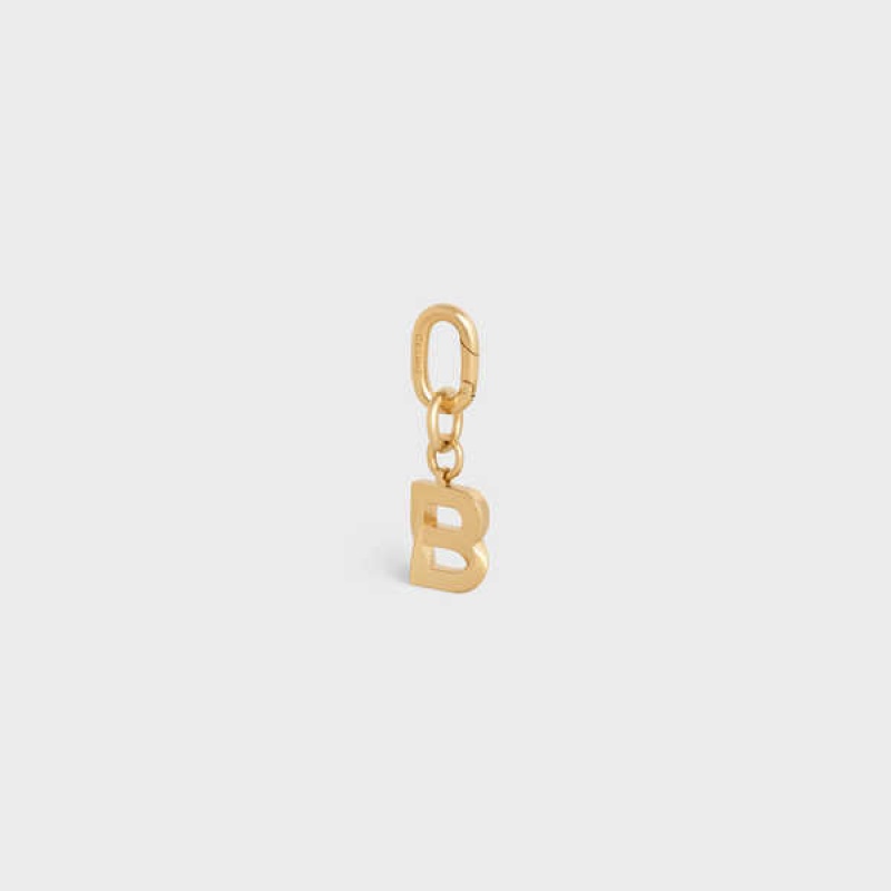 Gold Celine B CHARM in Brass Leather Goods Accessories | CL-592925