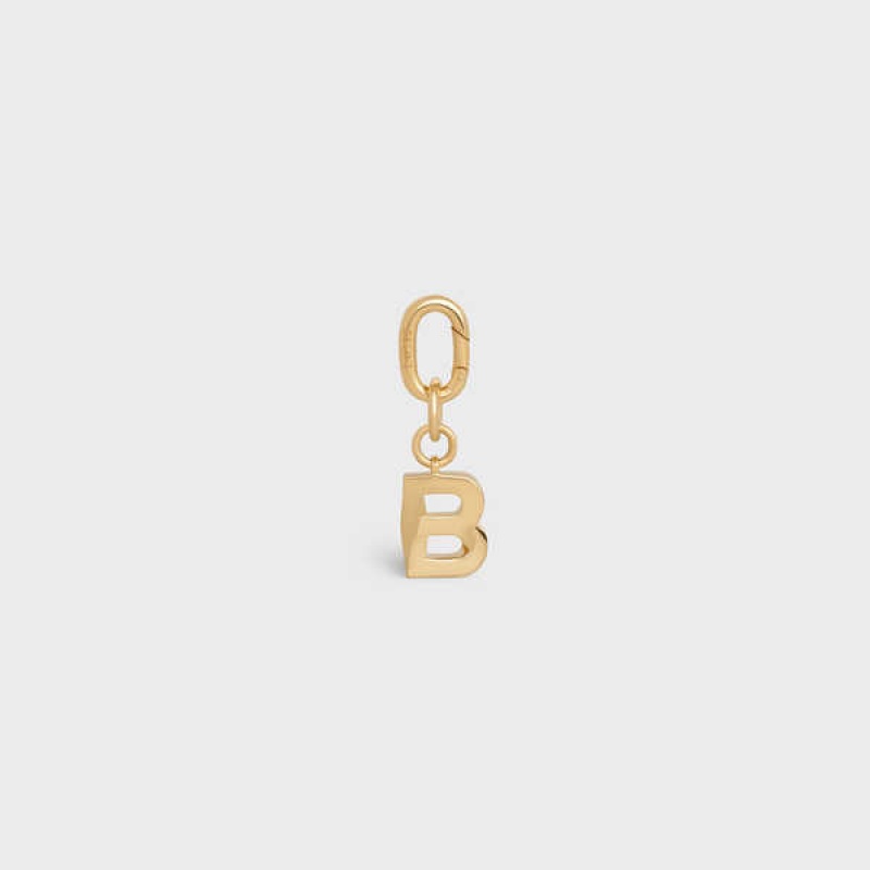 Gold Celine B CHARM in Brass Leather Goods Accessories | CL-592925