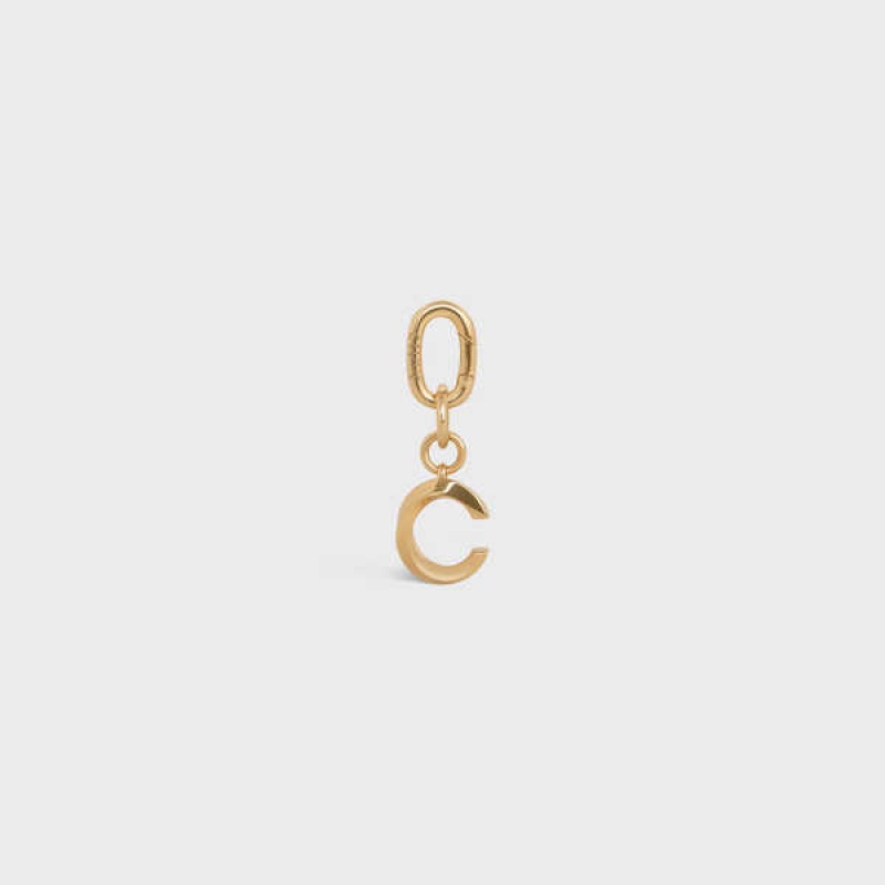 Gold Celine C CHARM in Brass Leather Goods Accessories | CL-592926