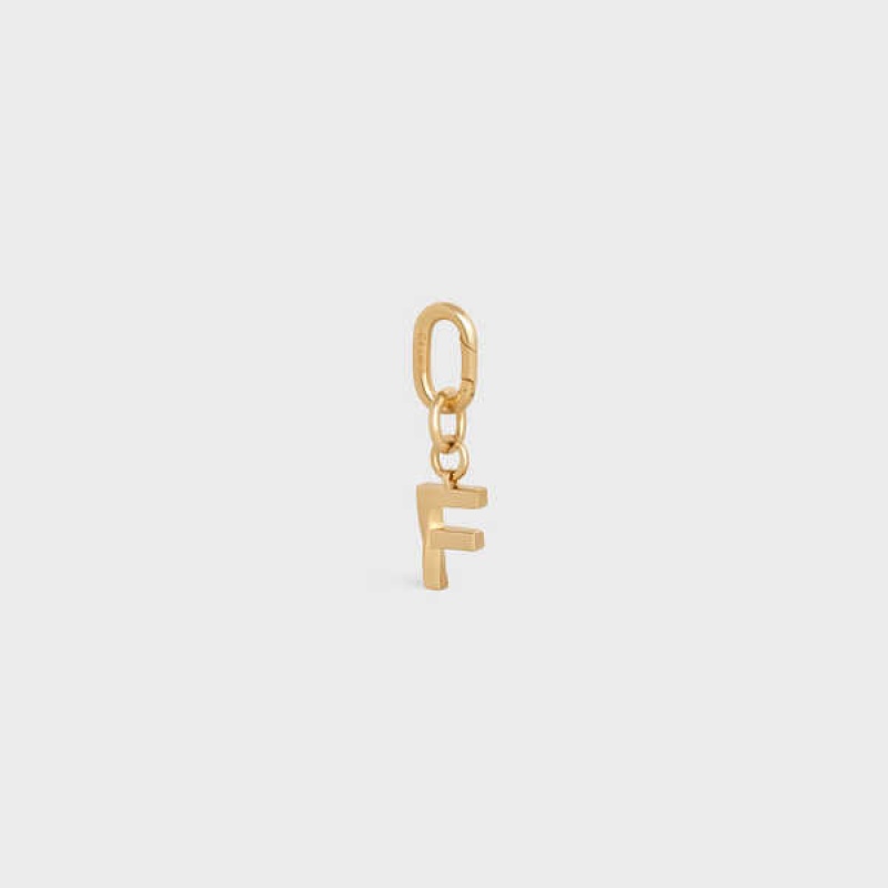 Gold Celine F CHARM in Brass Leather Goods Accessories | CL-592927