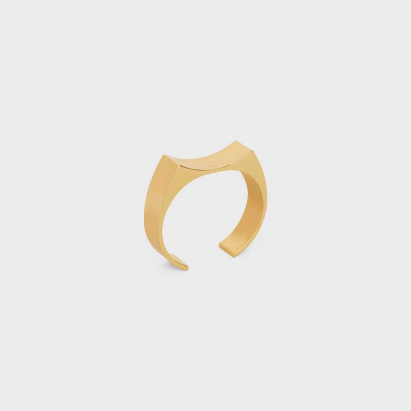 Gold Celine Formes Abstraites Concave Cuff in Brass with Gold Finish Bracelets | CL-592213