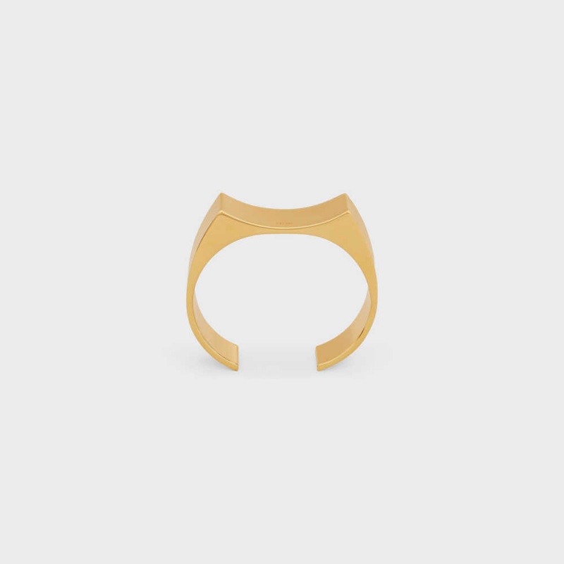 Gold Celine Formes Abstraites Concave Cuff in Brass with Gold Finish Bracelets | CL-592213