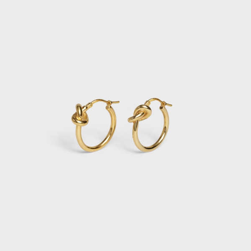 Gold Celine Knot Small Hoops in Brass with Gold finish Earrings | CL-592311