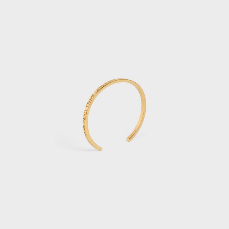 Gold Celine Paris Thin Cuff in Brass with Gold Finish Bracelets | CL-592215