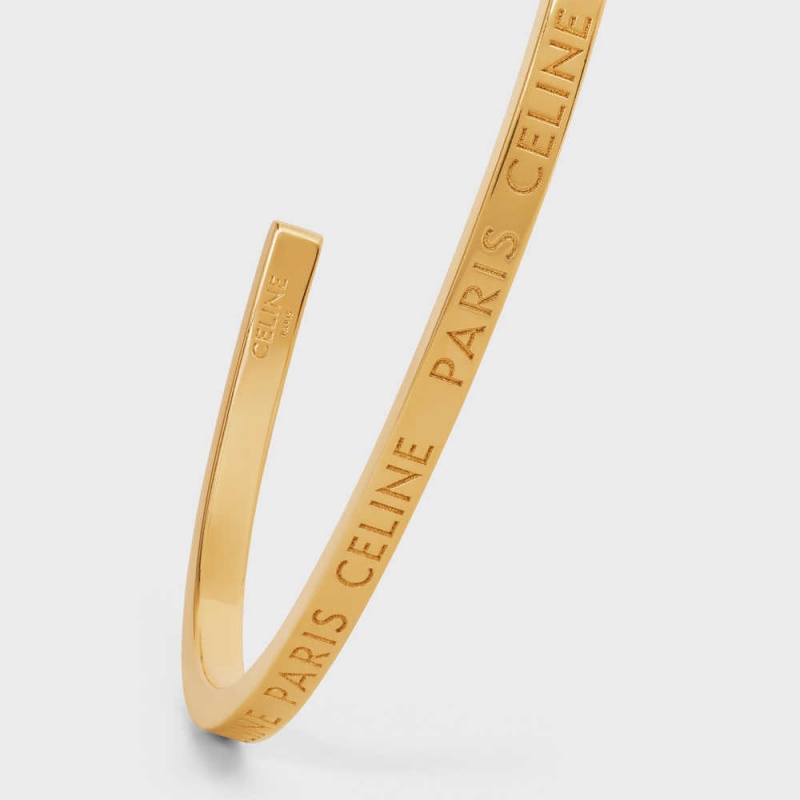 Gold Celine Paris Thin Cuff in Brass with Gold Finish Bracelets | CL-592215