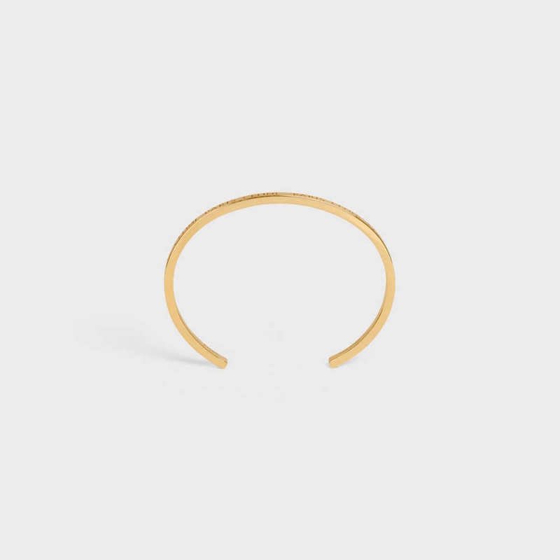 Gold Celine Paris Thin Cuff in Brass with Gold Finish Bracelets | CL-592215