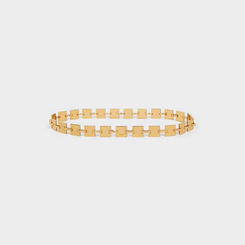 Gold Celine SQUARE CHAIN in Brass Belts | CL-592449