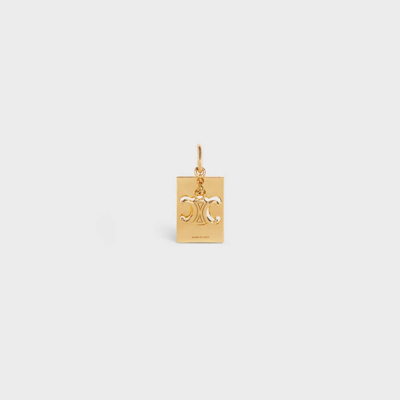 Gold Celine Separables Triomphe Interlocked Pendant in Brass with Gold Finish Necklaces | CL-592261