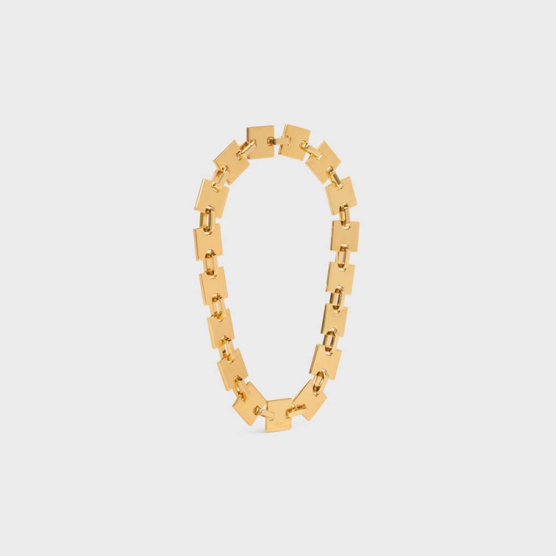 Gold Celine Square in Brass with Gold Finish Necklaces | CL-592252