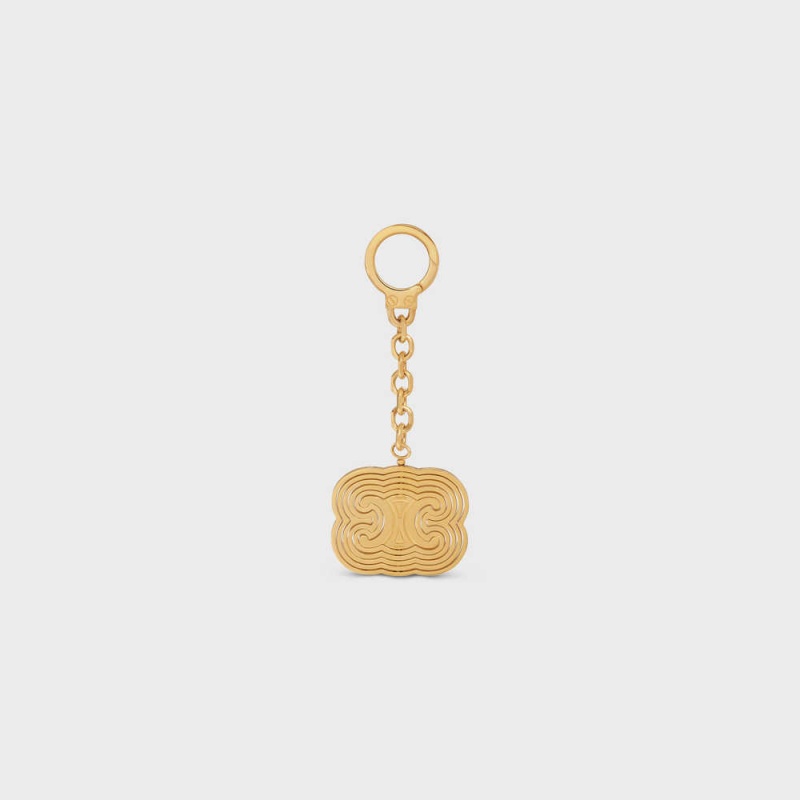 Gold Celine TRIOMPHE HELIX CHARM in Brass Leather Goods Accessories | CL-592917