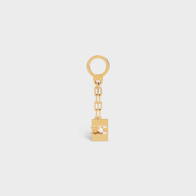 Gold Celine TRIOMPHE PLATE CHARM in Brass Leather Goods Accessories | CL-592918