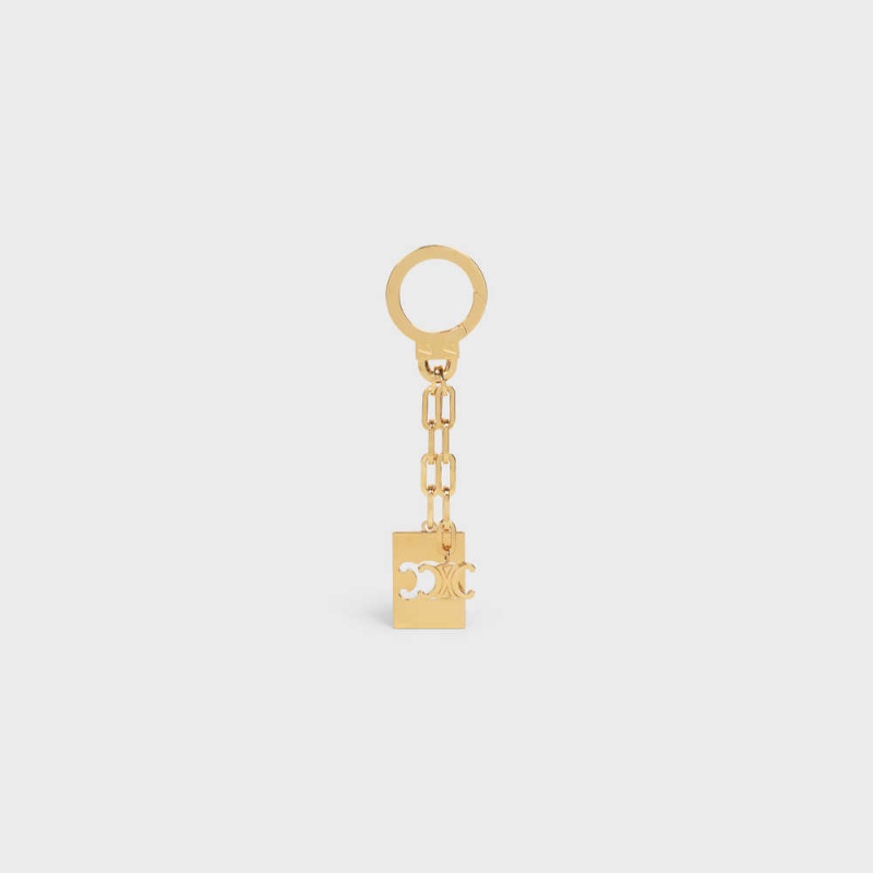 Gold Celine TRIOMPHE PLATE CHARM in Brass Leather Goods Accessories | CL-592918