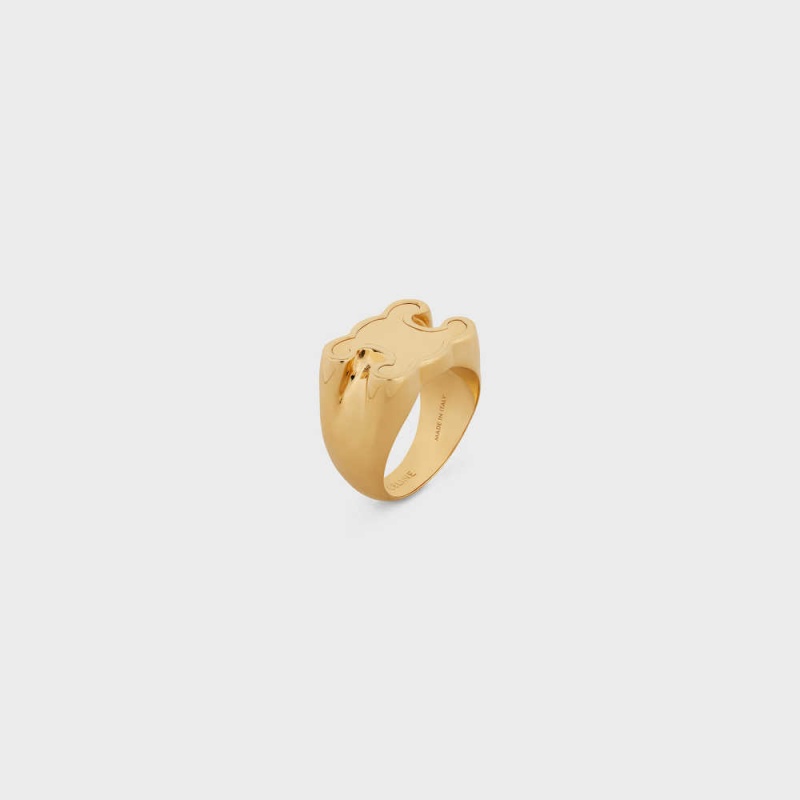 Gold Celine Triomphe Chevalière in Brass with Gold Finish Rings | CL-592189