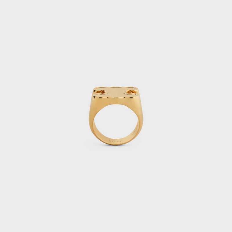 Gold Celine Triomphe Chevalière in Brass with Gold Finish Rings | CL-592189