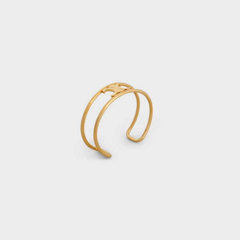 Gold Celine Triomphe Cuff in Brass with Gold Finish Bracelets | CL-592230