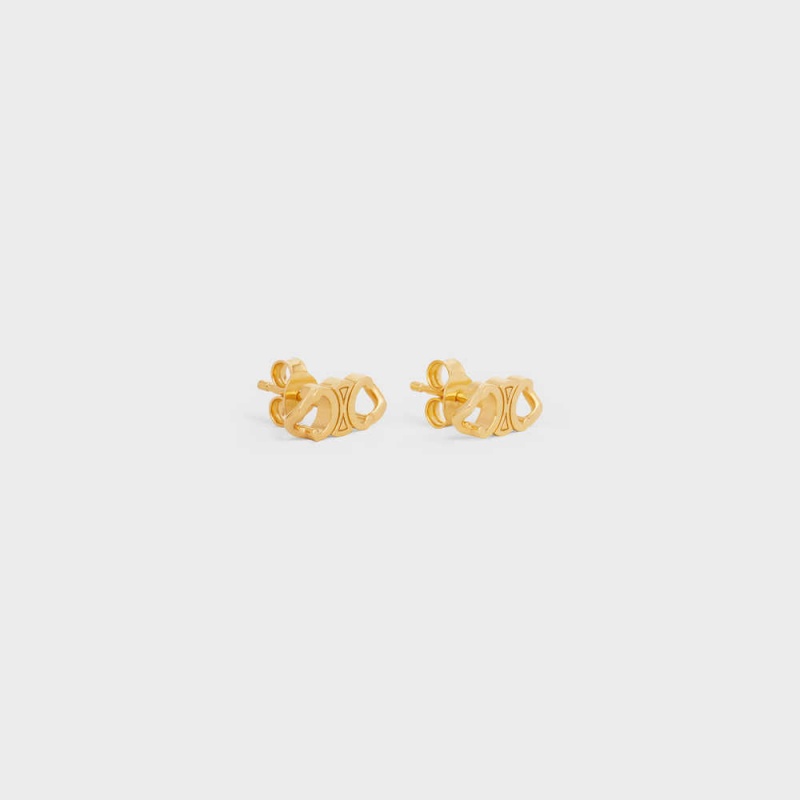 Gold Celine Triomphe Gourmette Studs in Brass with Gold Finish Earrings | CL-592310