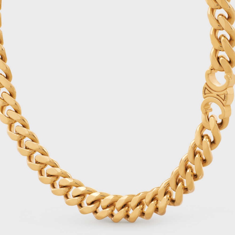 Gold Celine Triomphe Gourmette in Brass with Gold Finish Necklaces | CL-592255