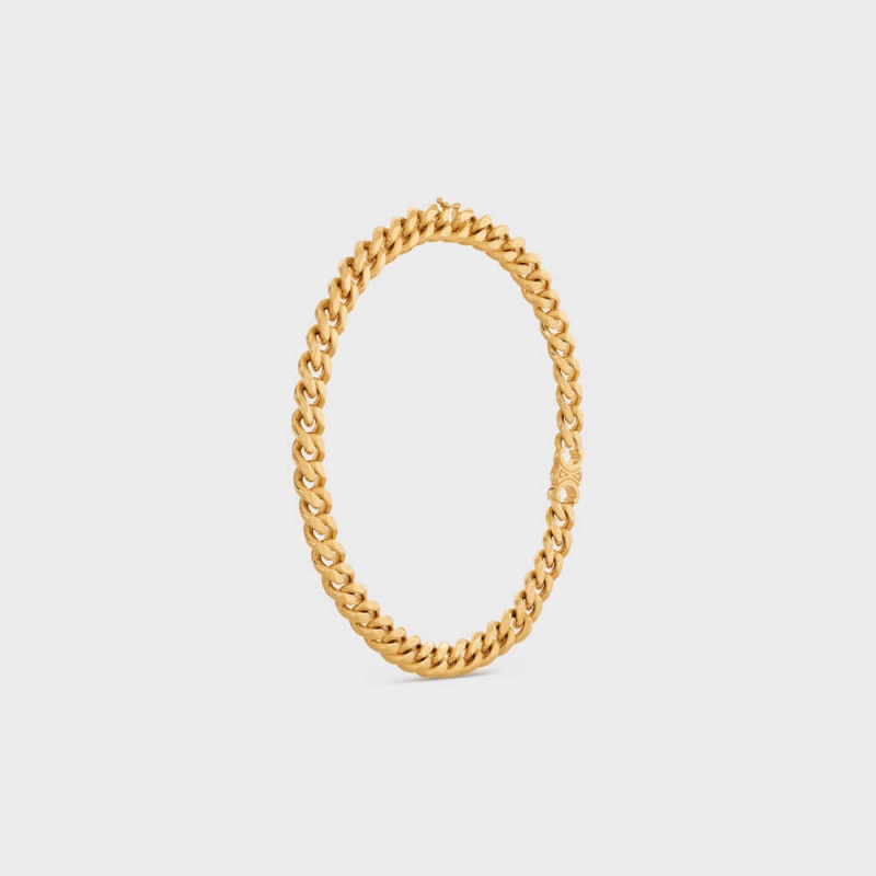 Gold Celine Triomphe Gourmette in Brass with Gold Finish Necklaces | CL-592255