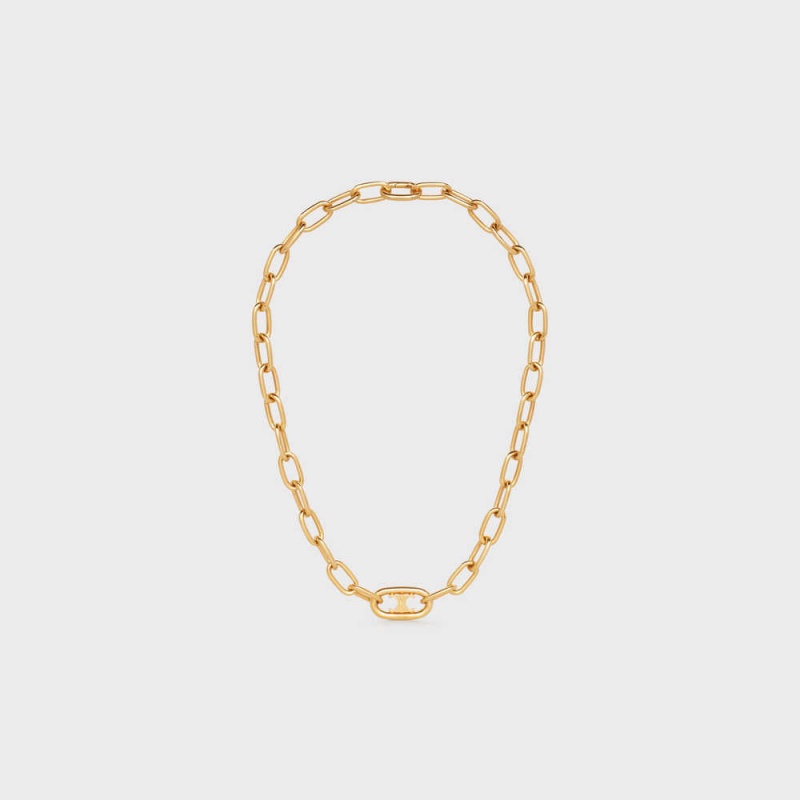 Gold Celine Triomphe Link in Brass with Gold Finish Necklaces | CL-592251