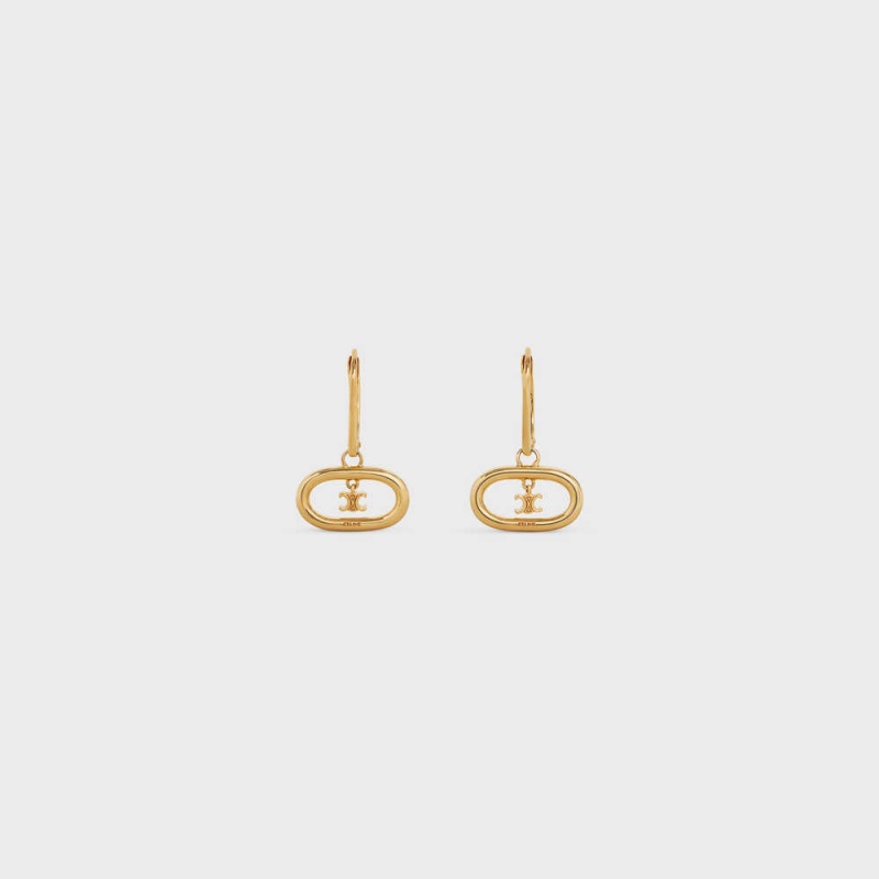 Gold Celine Triomphe Mobile in Brass with Gold Finish Earrings | CL-592308