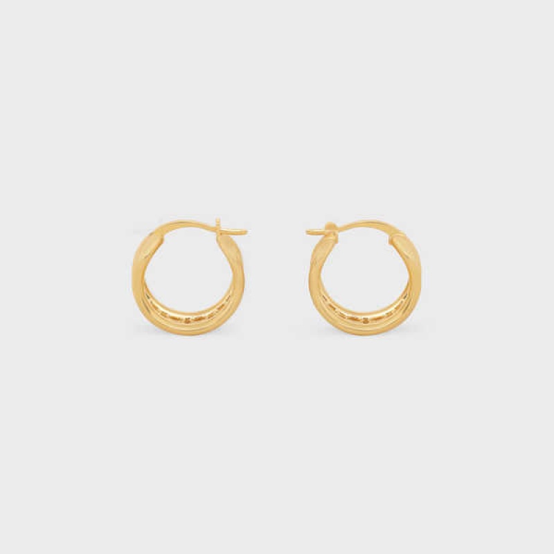 Gold Celine Triomphe Multi Hoops in Brass with Gold Finish Earrings | CL-592305