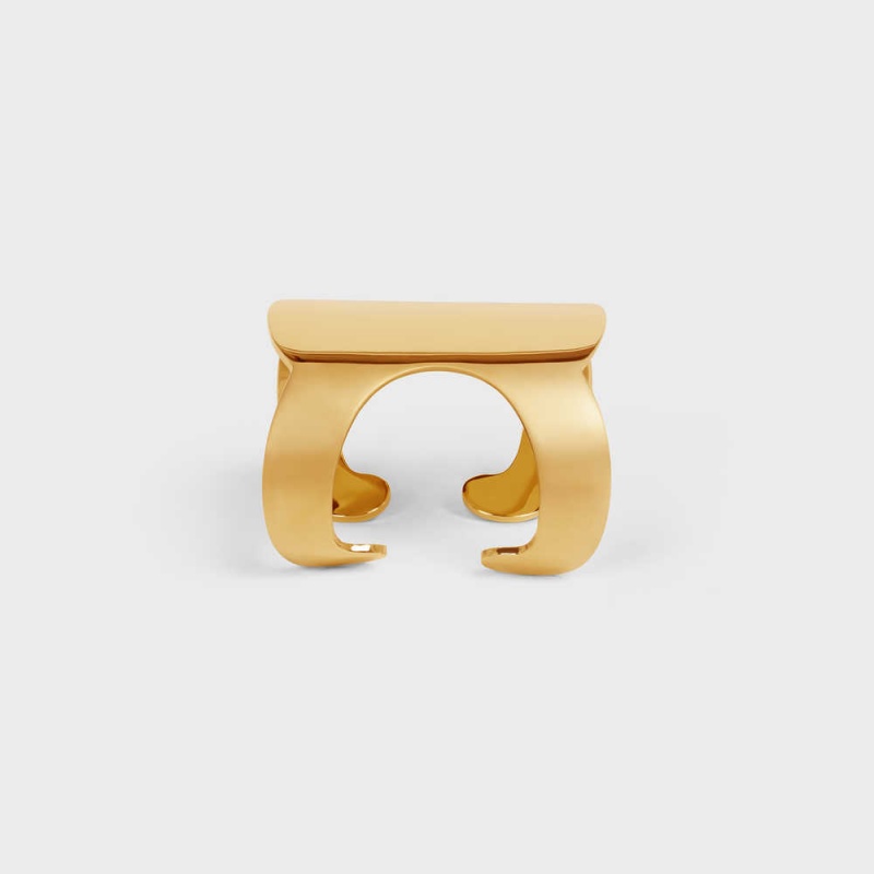 Gold Celine Triomphe Shadow Cuff in Brass with Gold Finish Bracelets | CL-592225