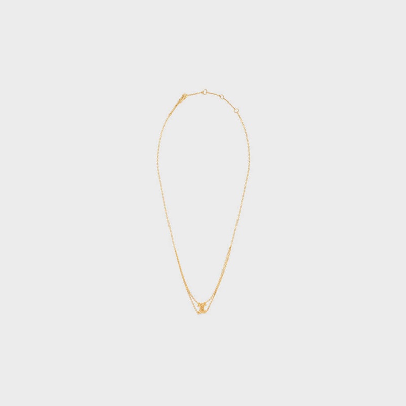 Gold Celine Triomphe Suspended in Brass with Gold Finish Necklaces | CL-592247