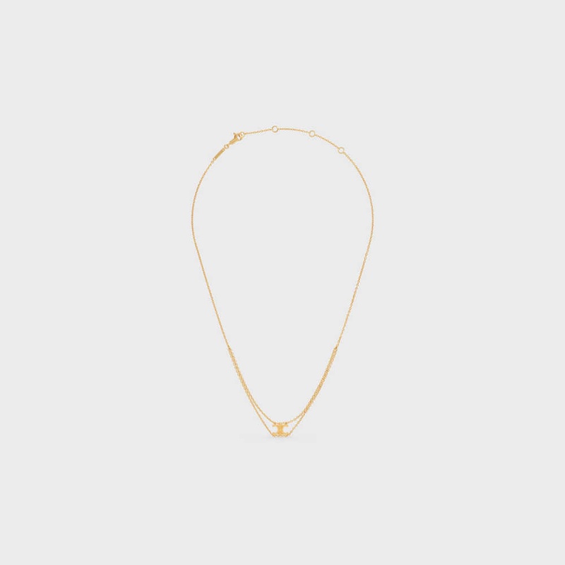 Gold Celine Triomphe Suspended in Brass with Gold Finish Necklaces | CL-592247