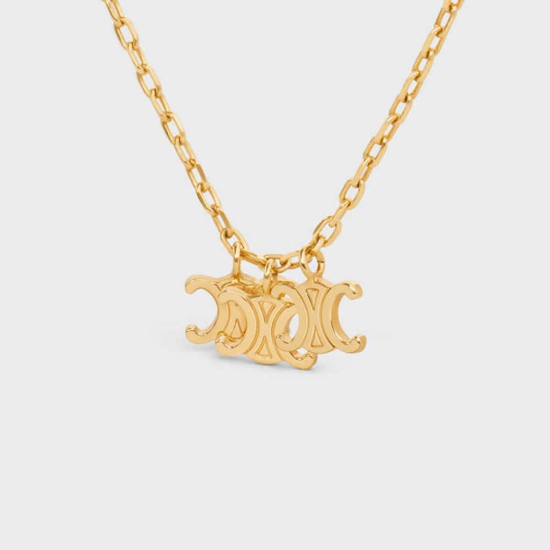 Gold Celine Triomphe Trio in Brass with Gold Finish Necklaces | CL-592249