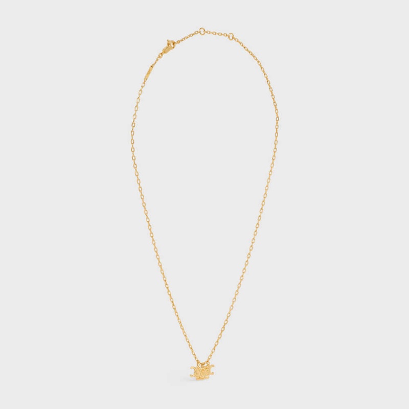 Gold Celine Triomphe Trio in Brass with Gold Finish Necklaces | CL-592249