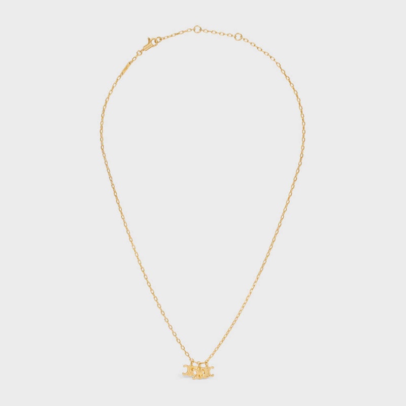 Gold Celine Triomphe Trio in Brass with Gold Finish Necklaces | CL-592249