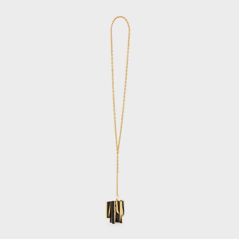 Gold / Black Celine Nevelson Project Vermeil and Oak Wood Necklaces | CL-592292