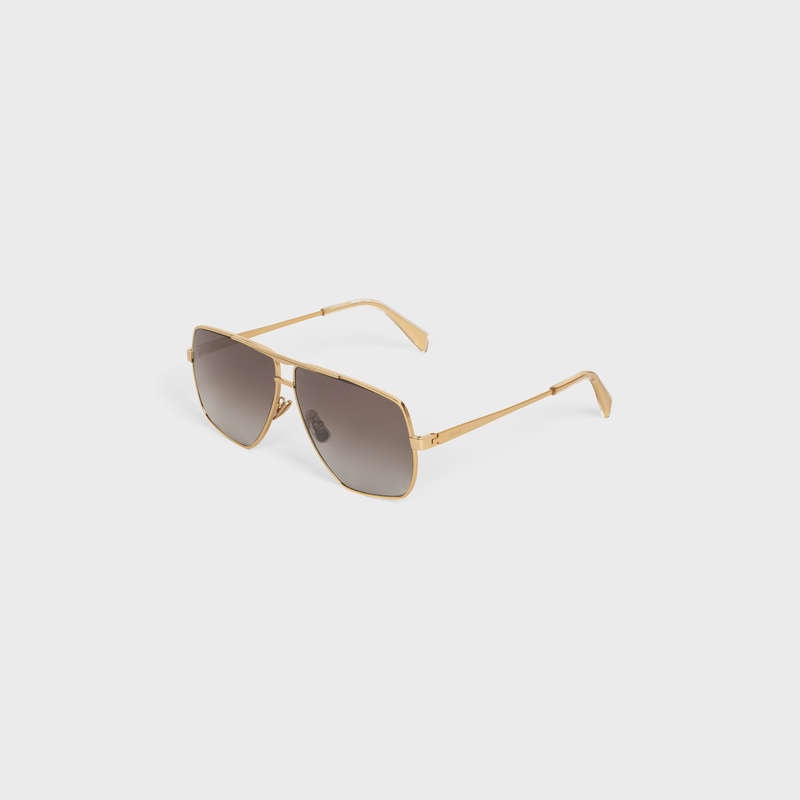 Gold / Gradient Brown Celine Metal Frame 25 in Metal with Polarized Lenses Sunglasses | CL-591754