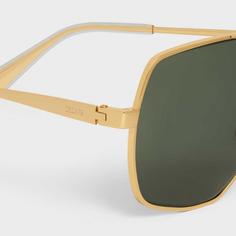 Gold / Green Celine Metal Frame 24 in Metal Sunglasses | CL-592409