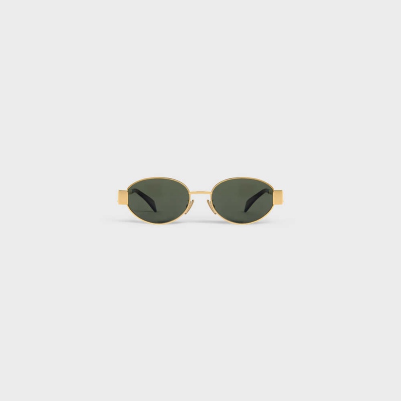 Gold / Green Celine Triomphe Metal 01 in Metal Sunglasses | CL-592399