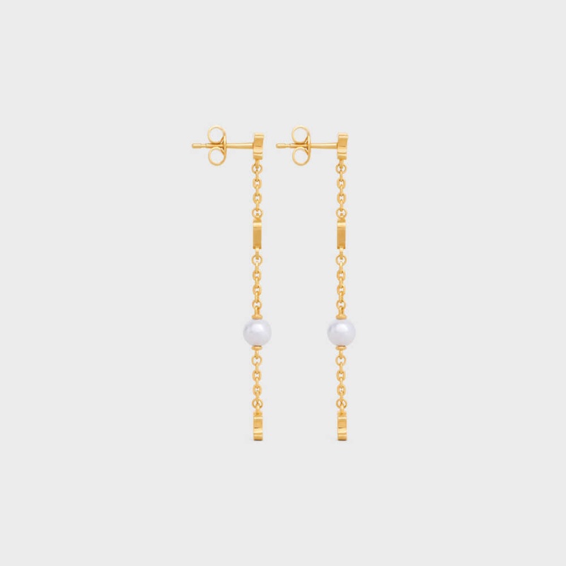 Gold / Ivory Celine Cœur Charms in Brass with Gold Finish and Resin Pearl Earrings | CL-592297