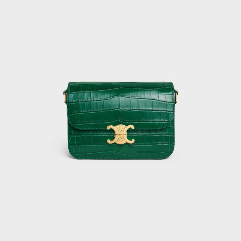 Green Celine Classique Bag in Niloticus Crocodile Triomphe | CL-593190