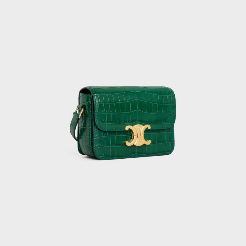 Green Celine Teen Bag in Niloticus Crocodile Triomphe | CL-593210