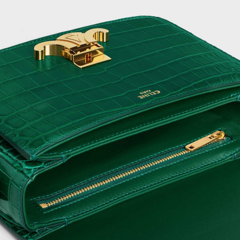 Green Celine Teen Bag in Niloticus Crocodile Triomphe | CL-593210