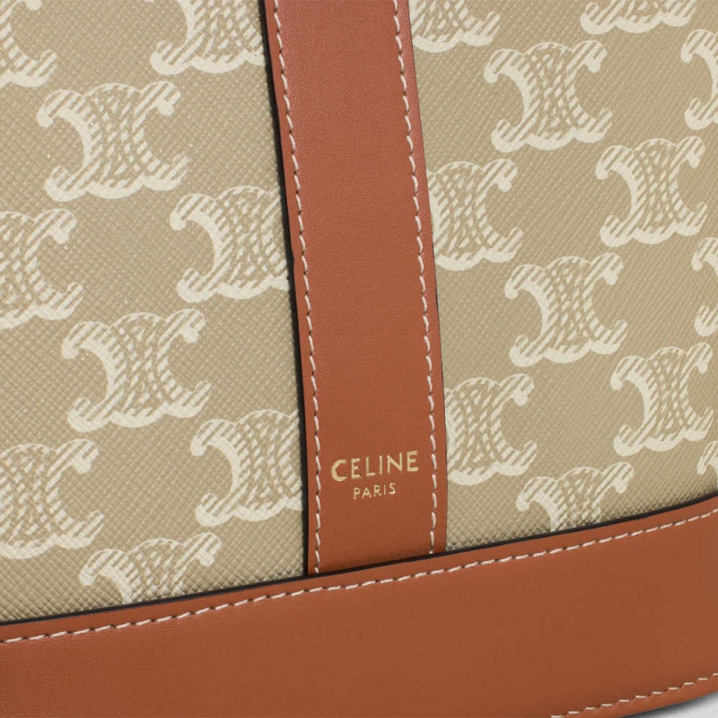 Grege Celine Small Bucket CUIR TRIOMPHE in and calfskin Triomphe Canvas | CL-593125