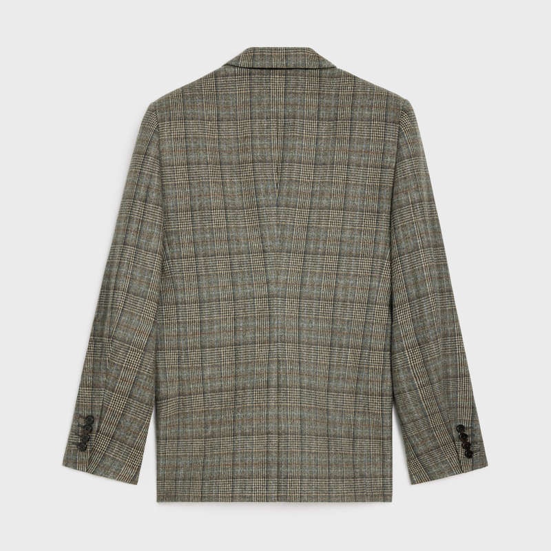 IVOIRE/GRIS/TOFEE Celine in prince of wales flannel Jackets | CL-592003