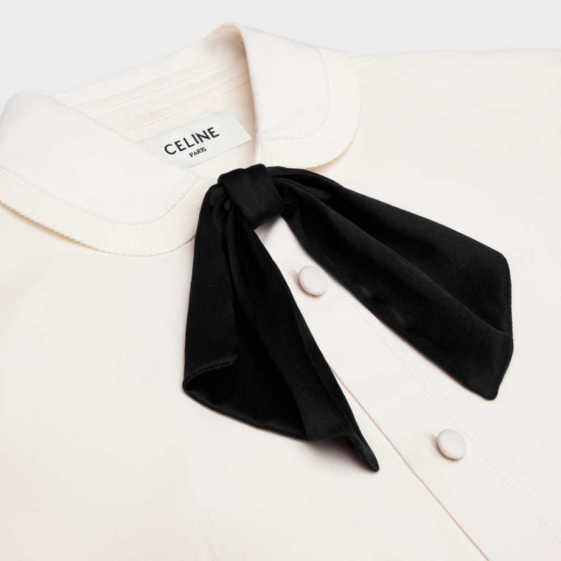 Ivory Celine CROPPED ROMY IN SILK CREPE Shirts | CL-592817